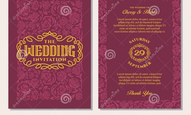 Luxury Vintage Wedding Invitation Templates Red Maroon Background inside dimensions 1300 X 983