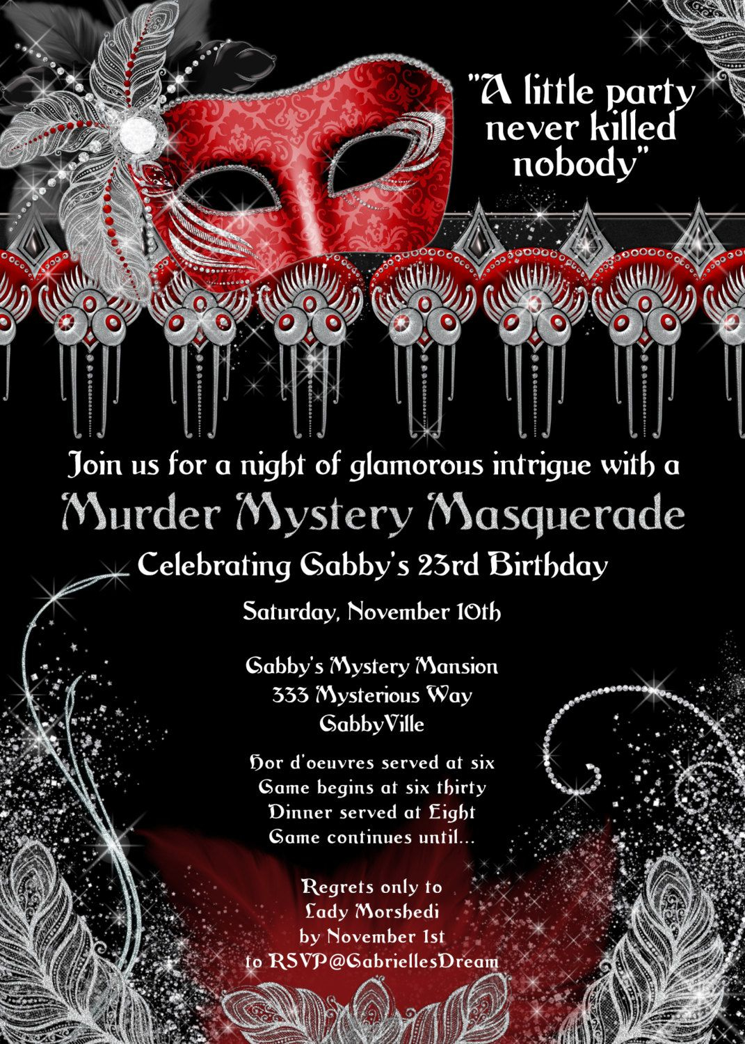 Masquerade Party Invitation Murder Masquerade Murder Mystery with dimensions 1071 X 1500