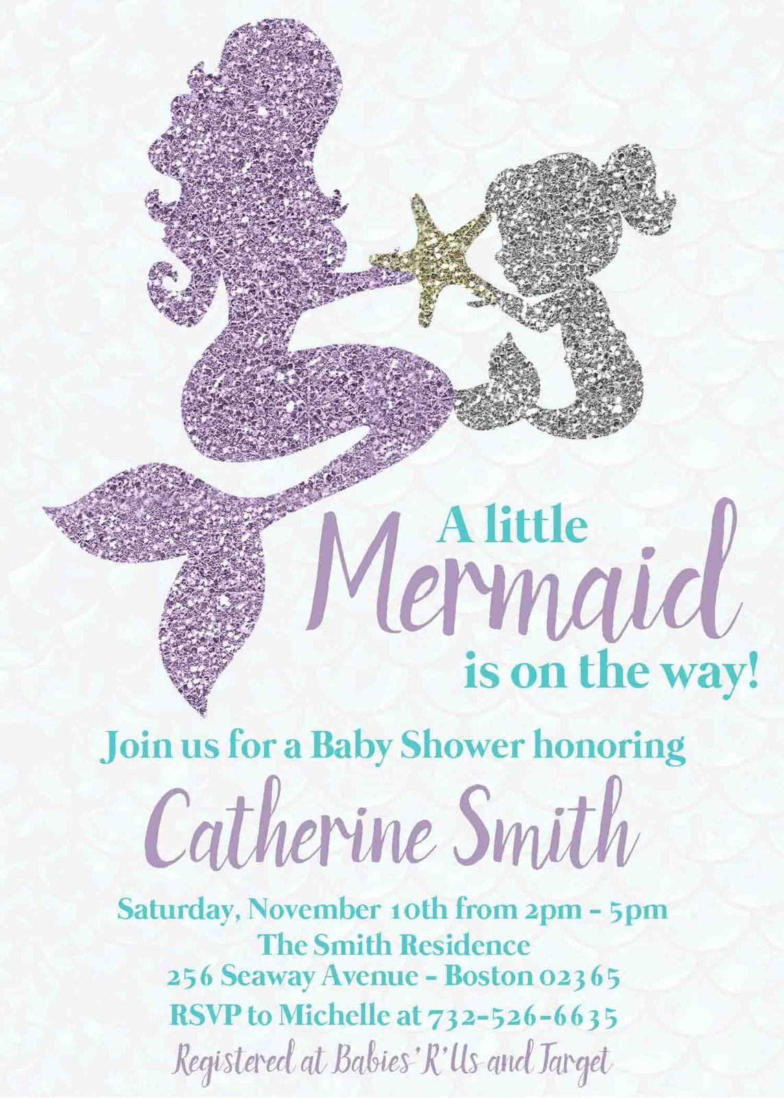 Mermaid Ba Shower Invitation Mother Ba Under The Sea Party Teal for size 1143 X 1600