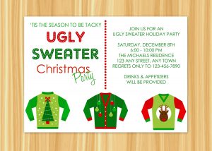 Mesmerizing Ugly Sweater Christmas Party Invitations Template 25 On with measurements 1500 X 1072