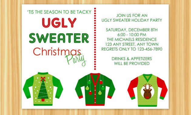 Mesmerizing Ugly Sweater Christmas Party Invitations Template 25 On with measurements 1500 X 1072