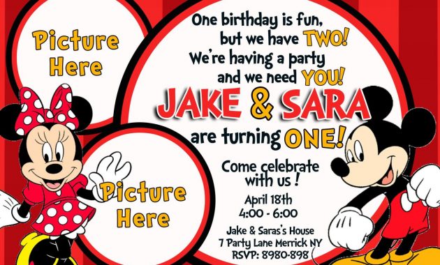 Mickey Minnie Mouse Birthday Invitation Mickeyminnie Party pertaining to sizing 1500 X 1071