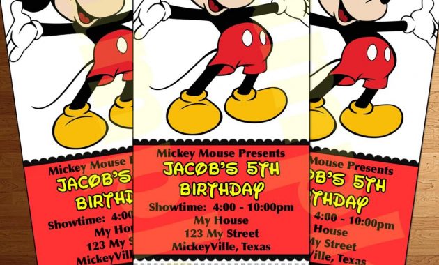 Mickey Mouse Ticket Invitation Printable Diy Invite Red Party In pertaining to size 1200 X 1680