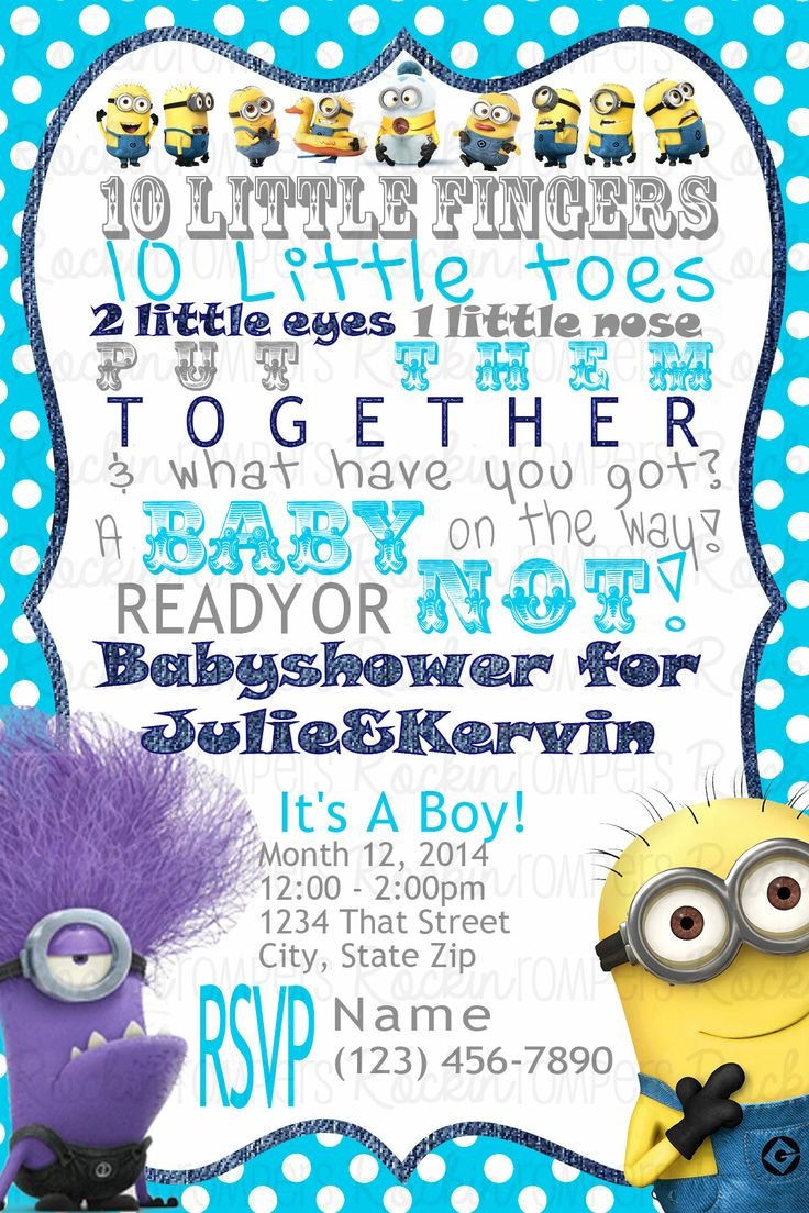 Minion Ba Shower Invitations Minion Ba Shower Invitations In for proportions 736 X 1104