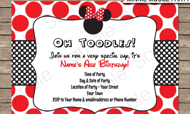 Minnie Mouse Birthday Party Invitations Template Red pertaining to dimensions 1300 X 1126