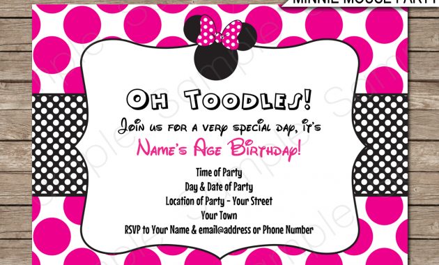 Minnie Mouse Party Invitations Template Birthday Party pertaining to proportions 1300 X 1126