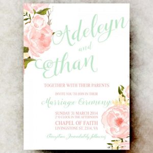 Mint Green Coral Wedding Invitation Floral Wedding Invitation within dimensions 900 X 900