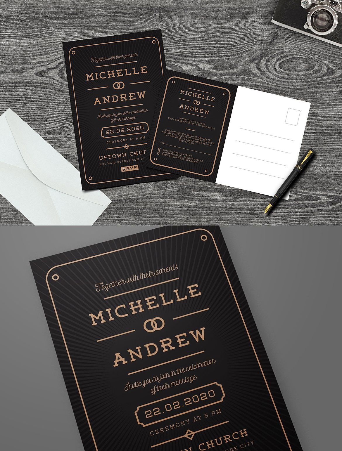 Modern Art Deco Wedding Invitation Template Psd Ai Invitation regarding dimensions 1170 X 1544