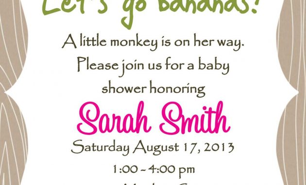 Monkey Ba Shower Invitation Template Girl Or Boy Lucky Bean pertaining to size 1200 X 1800