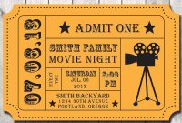 Movie Night Party Invitation Admission Ticket Ticket Invitation intended for proportions 1000 X 1000