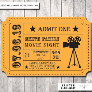 Movie Night Party Invitation Admission Ticket Ticket Invitation intended for proportions 1000 X 1000