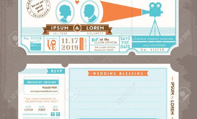 Movie Ticket Wedding Invitation Template Free Google Search regarding sizing 1300 X 1219