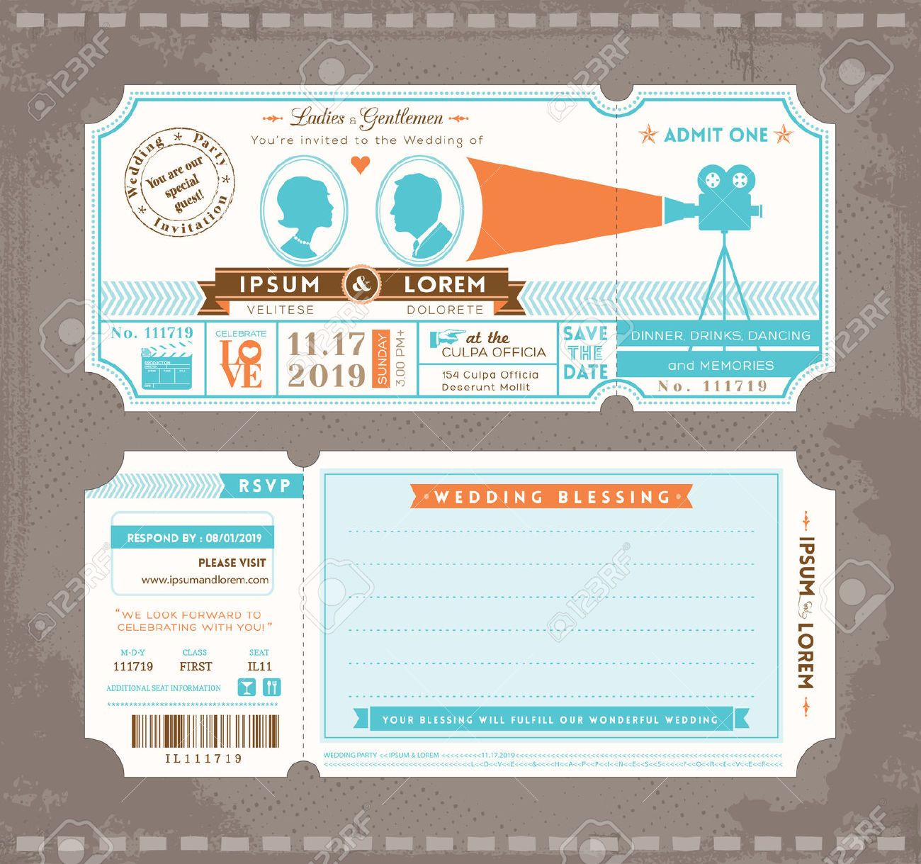 Movie Ticket Wedding Invitation Template Free Google Search regarding sizing 1300 X 1219