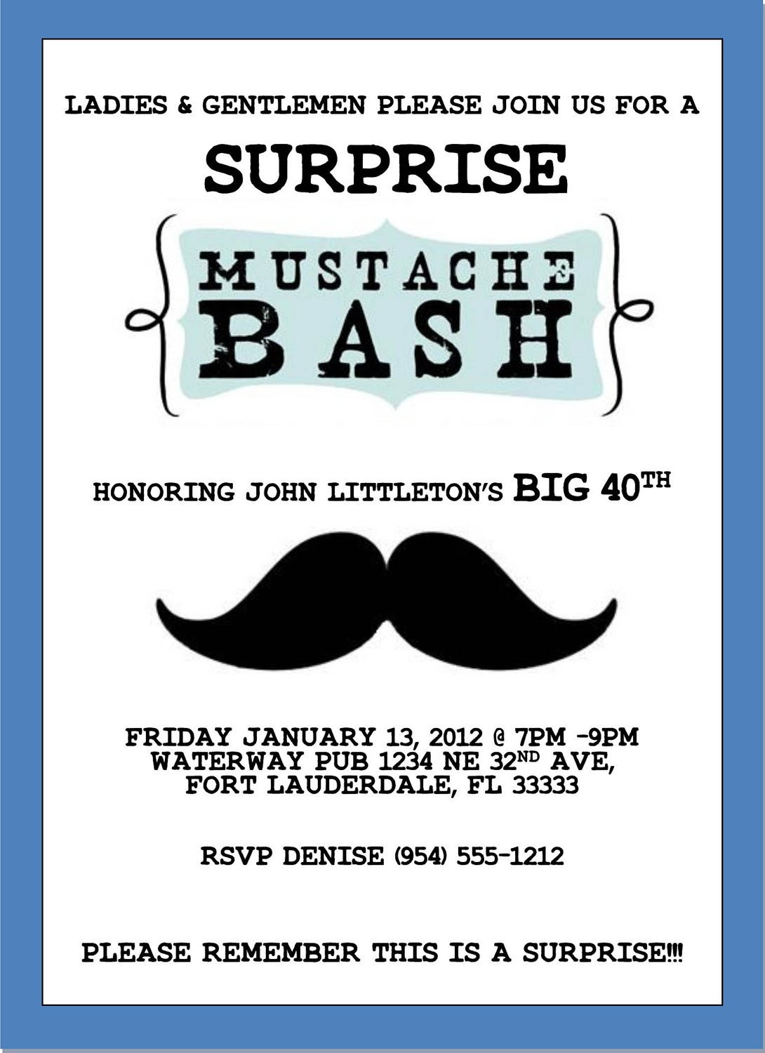 Mustache Bash Invitation Template 4x6 Etsy for measurements 1090 X 1500