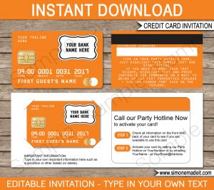 Orange Credit Card Invitations Mall Scavenger Hunt Invitations regarding proportions 1300 X 1154