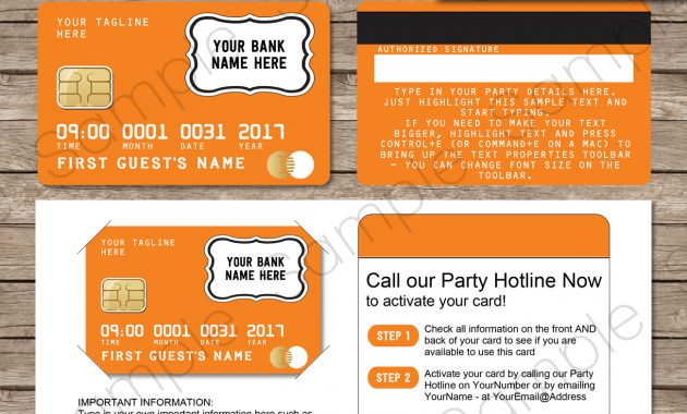 Orange Credit Card Invitations Mall Scavenger Hunt Invitations regarding proportions 1300 X 1154