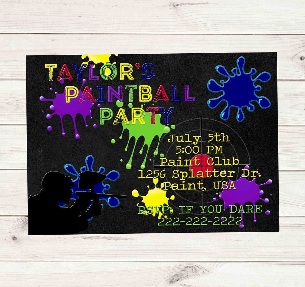 Paintball Party Dark Chalkboard Multi Color Paint Birthday intended for proportions 1024 X 964