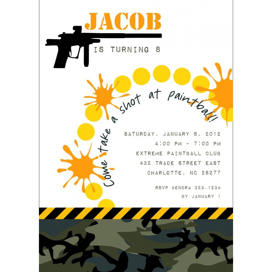 Paintball Party Invitations For As Bday Party Decoration Ideas in proportions 950 X 950