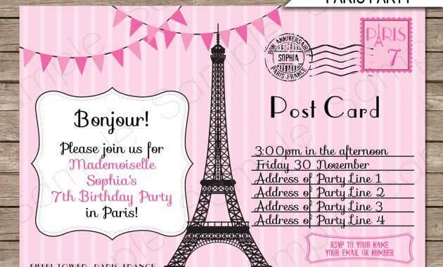 Paris Party Invitations Template Pink In 2018 Centerpieces And with regard to size 1300 X 1126