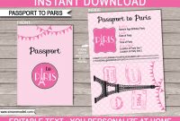 Paris Party Passport Invitations Template Printable Paris Invites intended for sizing 1350 X 987