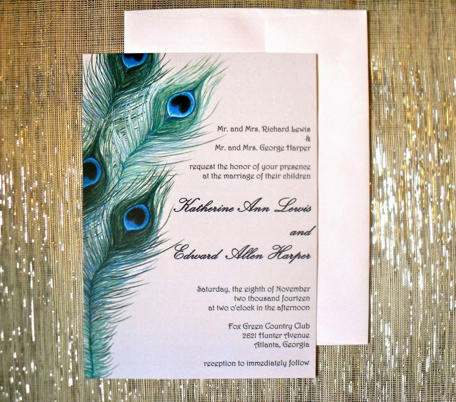 Peacock Invitation Cards Peacock Wedding Invites Etsy Superb for dimensions 1500 X 1322