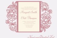 Peonies Cut Wedding Invitation 5x7 Gate Fold Card Template for dimensions 2446 X 2072