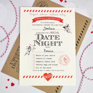 Personalised Date Night Certificate Eskimo Kiss Designs pertaining to dimensions 1024 X 1024