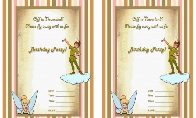 Peter Pan Birthday Invitations Birthday Printable throughout dimensions 1228 X 868