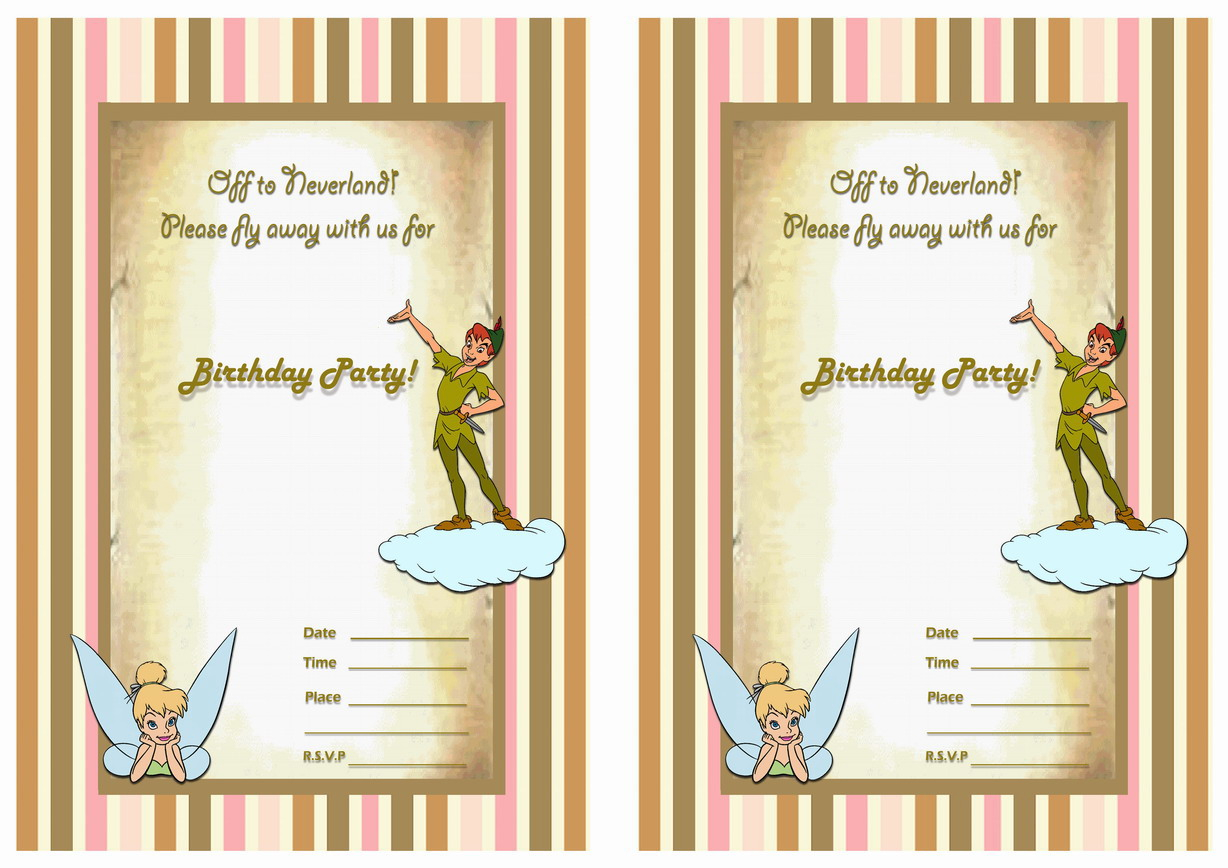 Peter Pan Birthday Invitations Birthday Printable throughout dimensions 1228 X 868