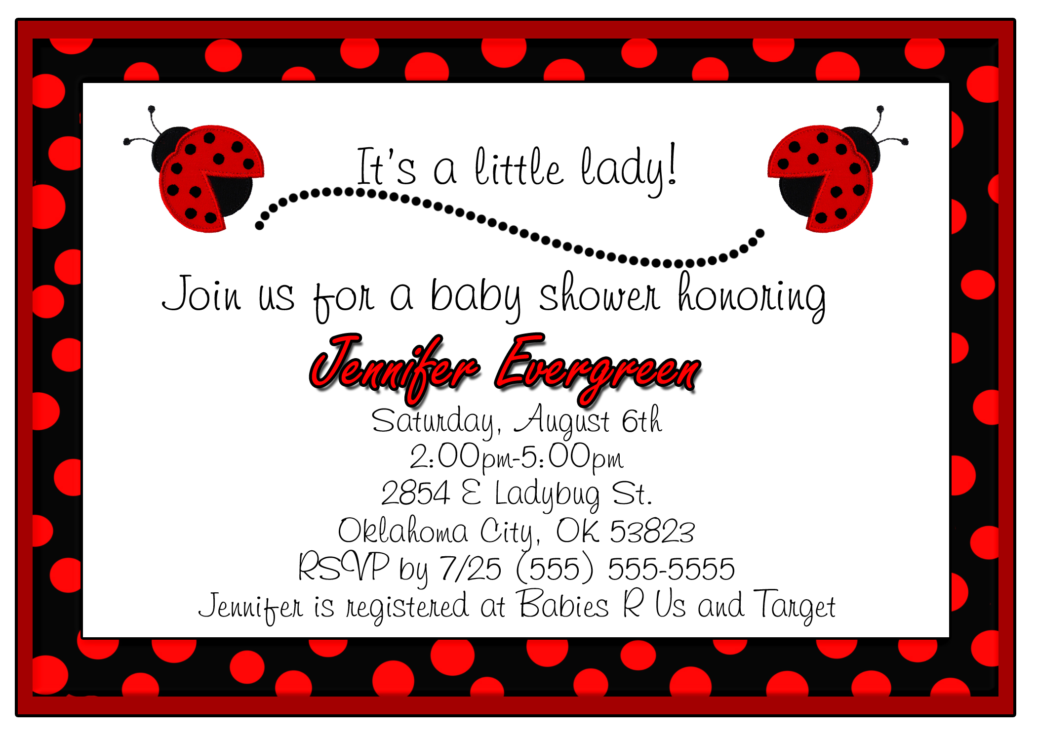 Photo Butterfly Ladybug Ba Shower Invitations Image inside size 2100 X 1500