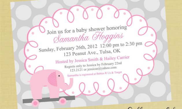 Pink Elephant Ba Shower Printable Invitation Personalized Pink within dimensions 1500 X 1125