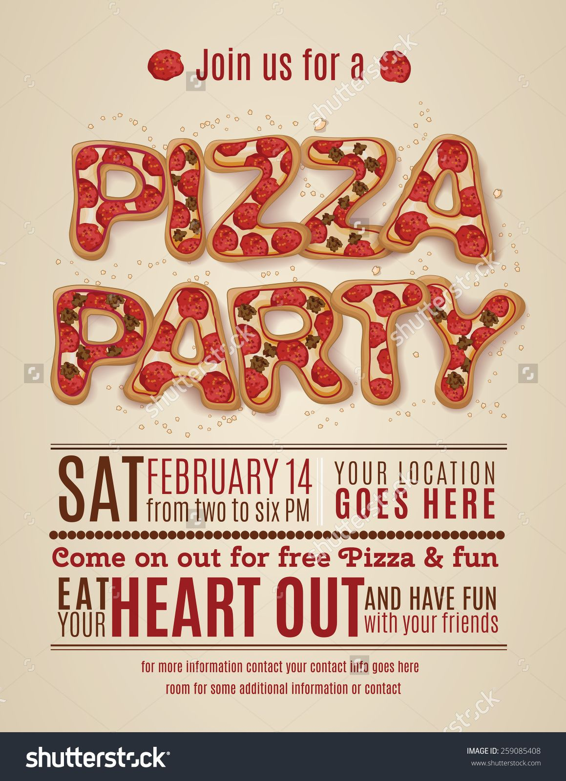 Pizza Party Invitation Template Free Invitation Templates Design with sizing 1159 X 1600