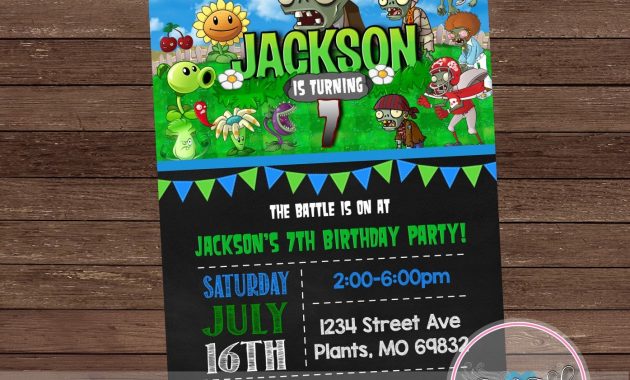 Plants Vs Zombies Invitation Plants Vs Zombies Birthday Party Etsy for proportions 1395 X 1275