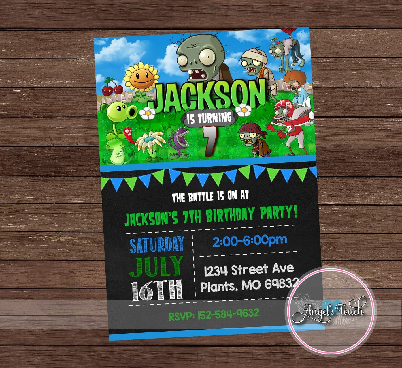 Plants Vs Zombies Invitation Plants Vs Zombies Birthday Party Etsy for proportions 1395 X 1275