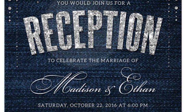 Post Wedding Reception Only Invitations Denim Diamonds In 2018 pertaining to size 1575 X 2175