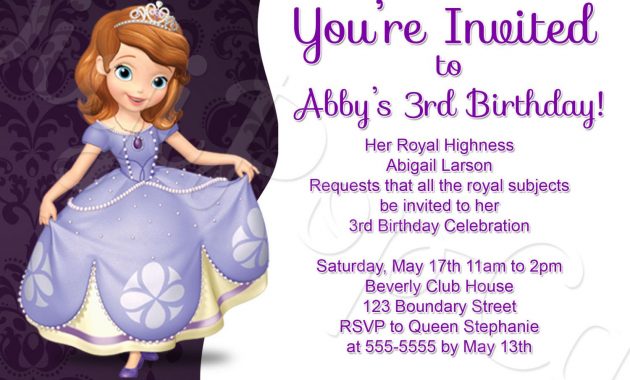 Princess Sofia Birthday Invitation Template Invitation Templates intended for dimensions 1500 X 1020