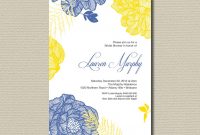 Printable Bridal Shower Invitation Royal Blue And Yellow Retro within sizing 1122 X 901