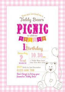 Printable Custom Birthday Party Invitation Template Teddy Bears for proportions 1071 X 1500