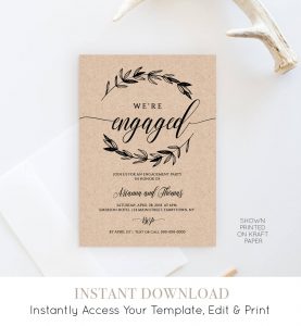 Printable Engagement Party Invitation Template Rustic Wedding in proportions 1200 X 1300