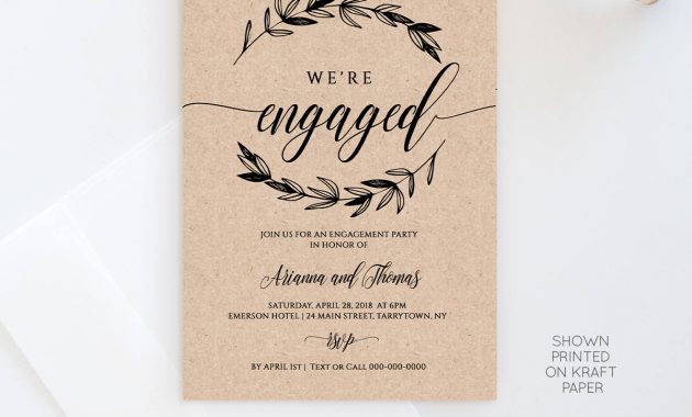 Printable Engagement Party Invitation Template Rustic Wedding in proportions 1200 X 1300