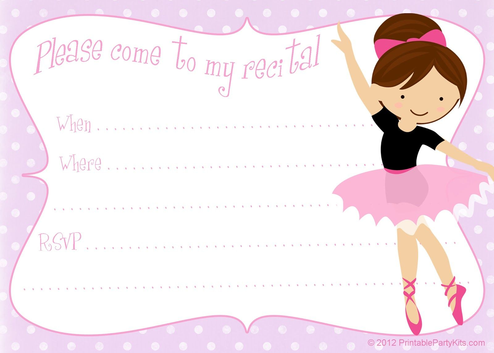 Printable Free Dance Recital Invitation Template From for sizing 1600 X 1143