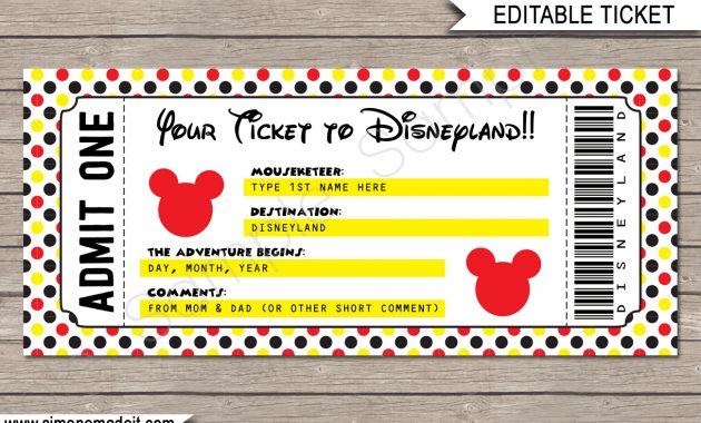 Printable Ticket To Disneyland Surprise Trip To Disneyland with regard to dimensions 1300 X 1020