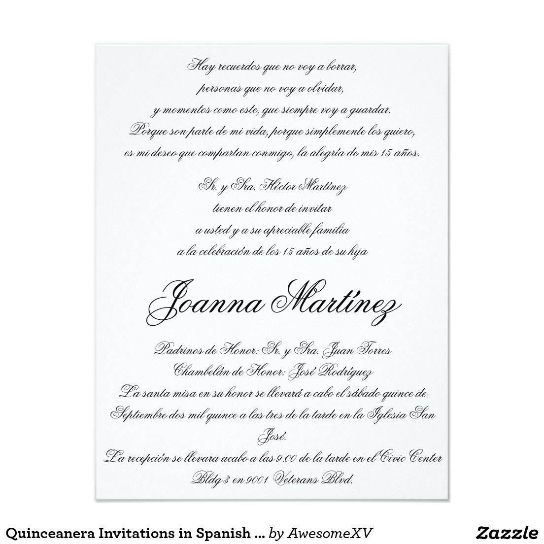 Quinceanera Invitations In Spanish 425 X 55 In 2018 Invitations with regard to proportions 1104 X 1104