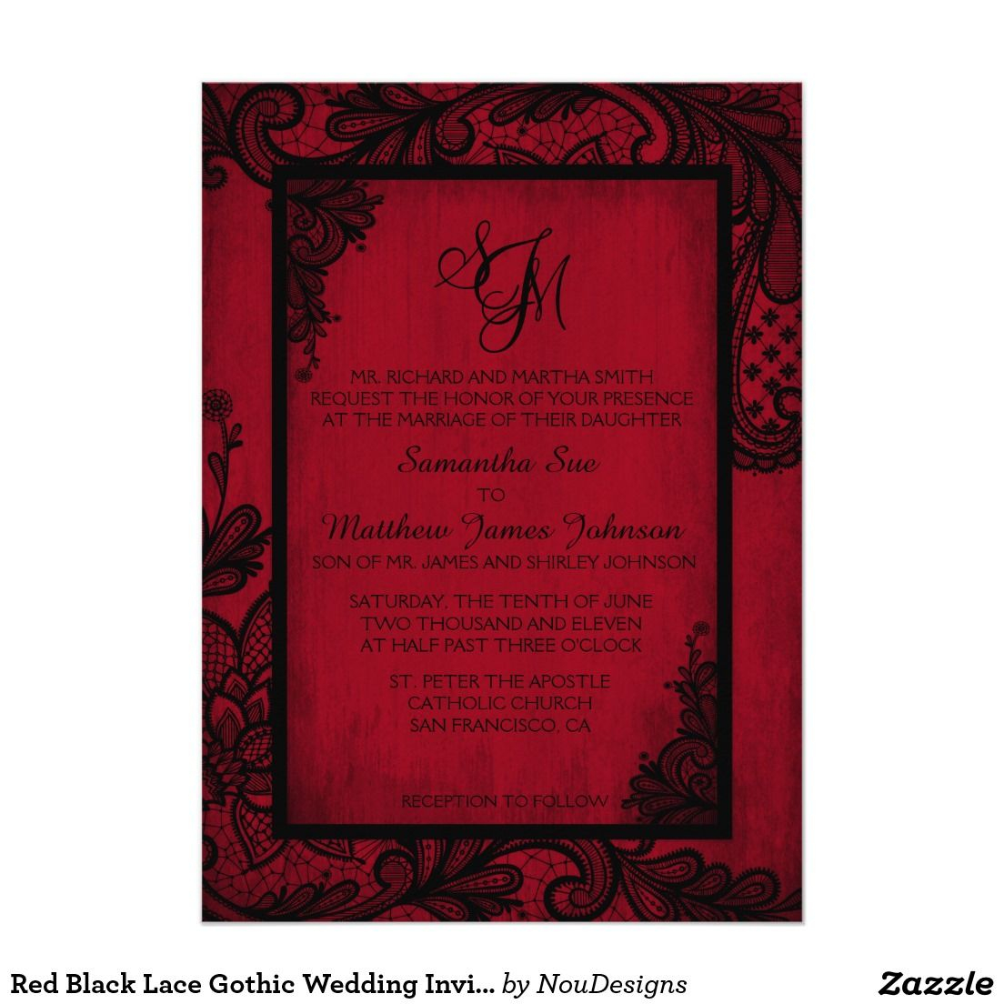 Red Black Lace Gothic Wedding Invitation Card In 2018 Christian regarding size 1104 X 1104