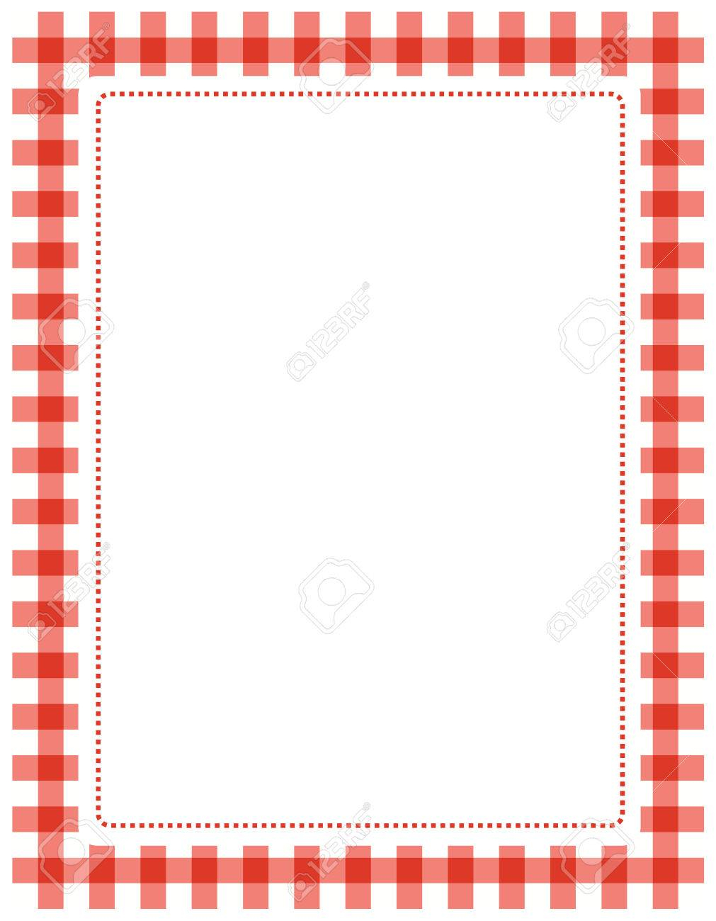 Red Gingham Border Frame With Empty White Space Royalty Free in size 1011 X 1300