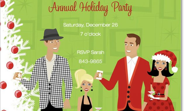 Retro Christmas Party Invitations Holiday Party Invitation Cards throughout sizing 1008 X 1368