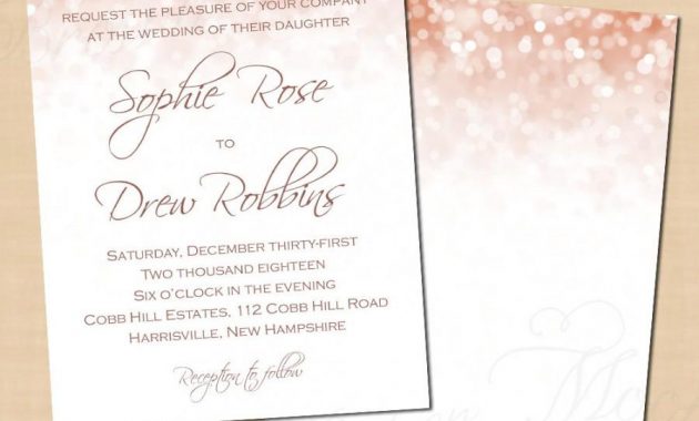 Rose Gold Sparkles Wedding Invitation 5x7 Portrait Text Editable inside proportions 900 X 900