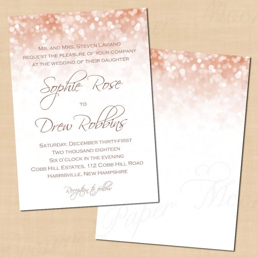Rose Gold Sparkles Wedding Invitation 5x7 Portrait Text Editable inside proportions 900 X 900