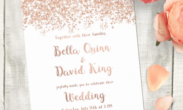 Rose Gold Wedding Invitation Simple Printable Invitation Rose Gold with regard to sizing 3636 X 4721