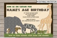 Safari Or Zoo Party Invitations Template Birthday Party for proportions 1300 X 1126